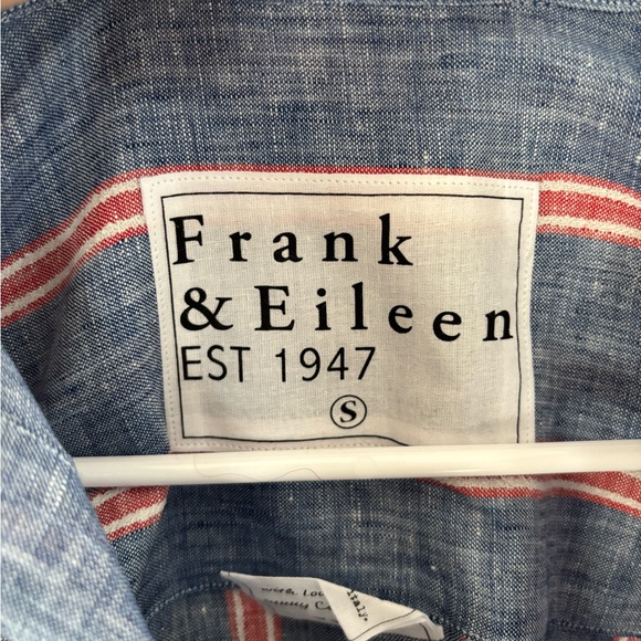 Frank & Eileen Relaxed Button Up Red, White & Blue Stripe Size Small - Picture 3 of 8